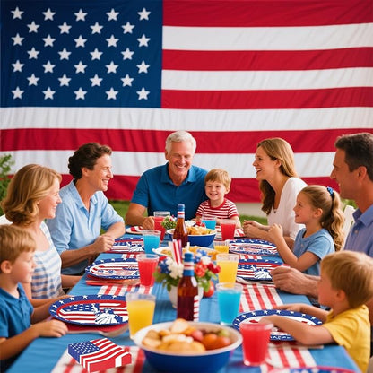100Pcs 4th of July Oval Paper Plates and Napkins,10" x 12" Large Disposable Independence Day Plates for July Fourth Patriotic Party
