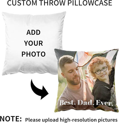 Easycosy Custom Pillow with Picture & Text, Two-Sides Velvet Customized Photo Pillowcase, 26"x26" Personalized Pillow Cover with Photo, Custom Love Keepsake Gifts (No Pillow Insert)