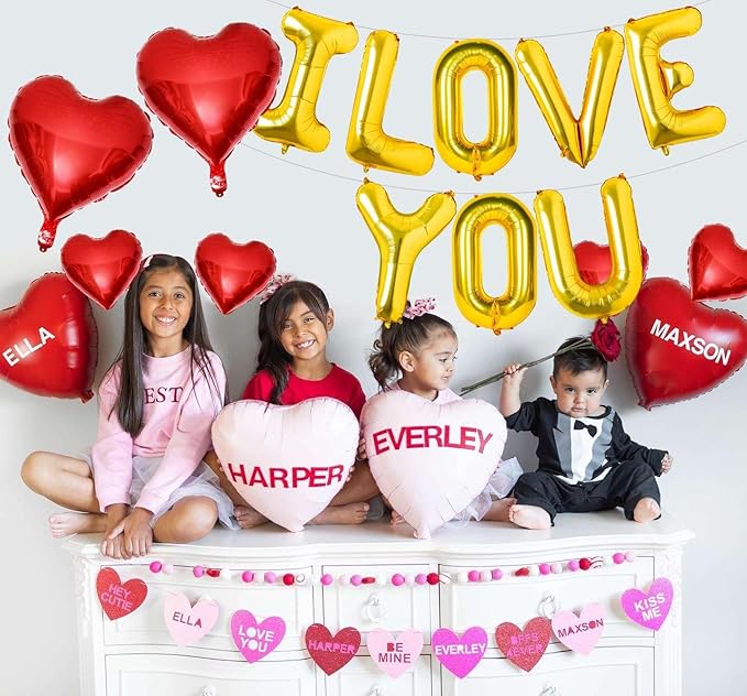 I Love You Balloons and Red Heart Balloons Kit Red Valentines Day Decorations Love Balloons for for Valentines Day Bridal Shower Wedding Romantic Special Night Party Supplies Decorations