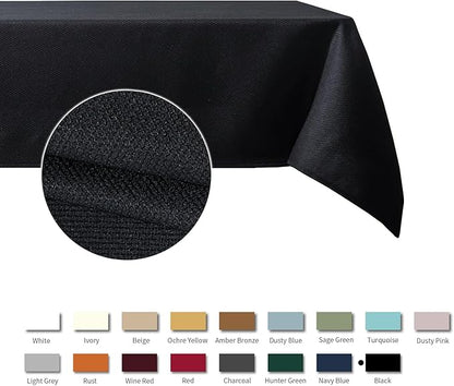 maxmill Textured Rectangle Tablecloth Water Resistant Wrinkle Free Spill-Proof, Soft Jacquard Table Cloth for Buffet Banquet Parties Event Holiday Dinner, Indoor and Outdoor Use, 60 x 84 Inch Black