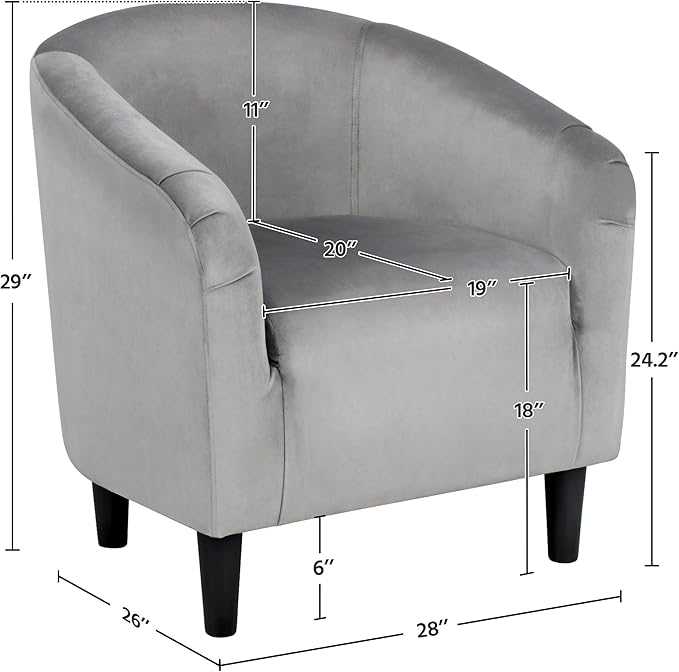 Yaheetech Barrel Chairs, Furry Accent Chairs with Soft Padded Armrest for Living Room Bedroom Waiting Room Office, Set of 2, Gray
