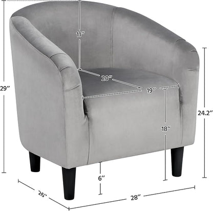 Yaheetech Barrel Chairs, Furry Accent Chairs with Soft Padded Armrest for Living Room Bedroom Waiting Room Office, Set of 2, Gray