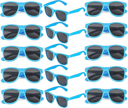 Fsmiling Blue Sunglasses Bulk Adult Party Sunglasses 80s Glasses Shades for Men Women Party Favors-15Pack,UV Protection