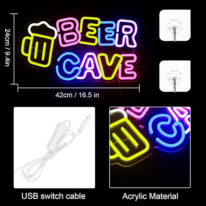Lucunstar Bar Neon Sign for Wall Decor Neon Beer Signs for Bar Decor Berr LED Neon Signs for Man Cave Pub Wine Decor for Shop Room Alcohol Gifts for Wine Lover Bartender