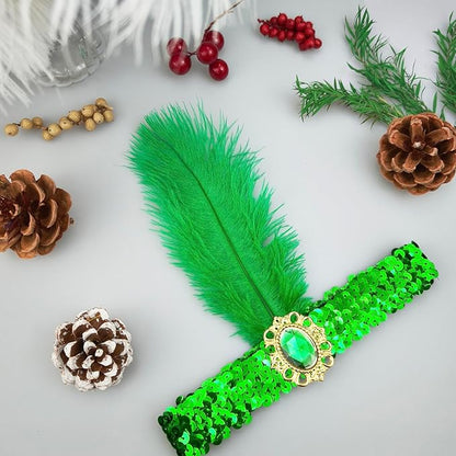 Feather Headpiece Sequins Headbands 1920s Flapper Showgirl Headpieces for Women Girls Carnival Party Accessories