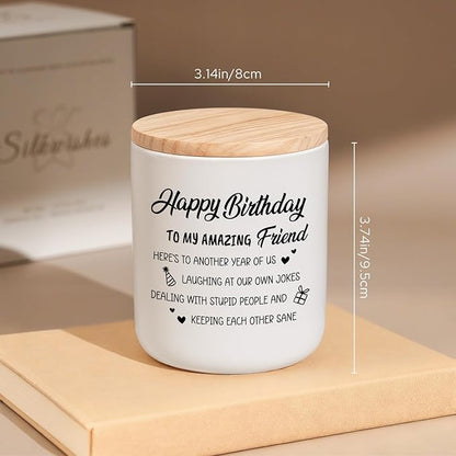 Best Friend Birthday Gifts for Women Men, Funny Friendship Gifts for Woman Candles, Happy Birthday Gift for Friends Sister Bestie BFF Coworker Classmate, Funny Lavender Candles 7Oz
