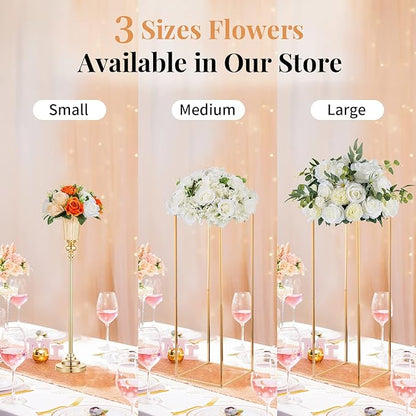 NUPTIO Flower Ball Arrangement Bouquet - 6 Pcs 9.5 inch Diameter Orange Fake Flowers Roses Balls for Centerpieces Tables - Artificial Rose Arrangements for Wedding Centerpiece Table Decorations