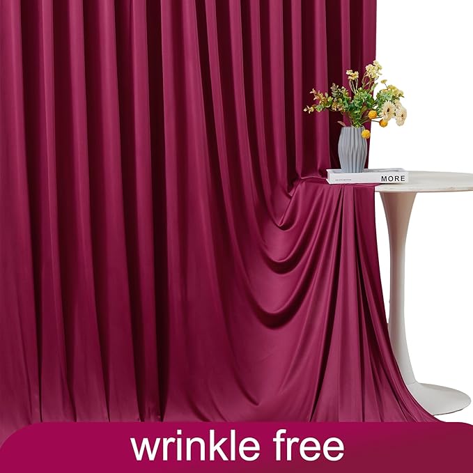 10x10 Burgundy Backdrop Curtain for Parties Wedding Wrinkle Free Maroon Photo Curtains Backdrop Drapes Fabric Decoration for Birthday Engagement Ceremony 5ft x 10ft,2 Panels