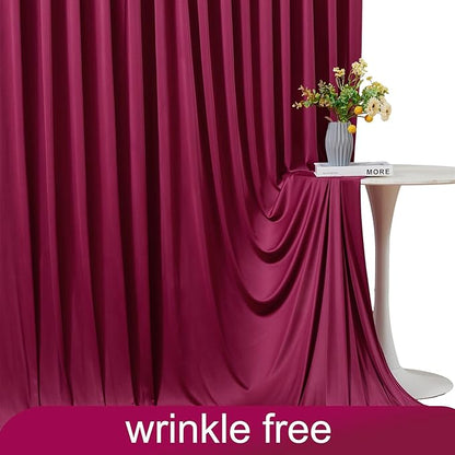 10x10 Burgundy Backdrop Curtain for Parties Wedding Wrinkle Free Maroon Photo Curtains Backdrop Drapes Fabric Decoration for Birthday Engagement Ceremony 5ft x 10ft,2 Panels