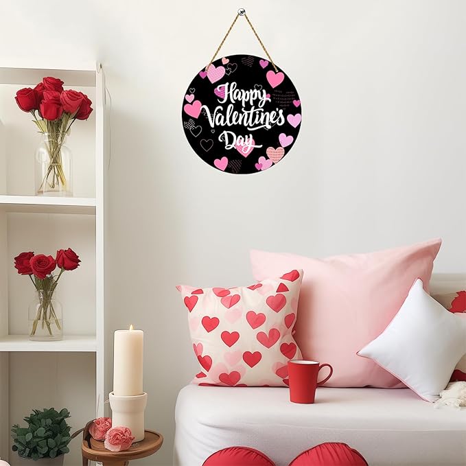 Valentines Day Decorations St Patricks Day Decorations Reversible Happy Valentines Wreath Heart Door Decor Hanging Sign Wooden Front Door Hanger Wreath for Porch Wall Indoor Home Decor