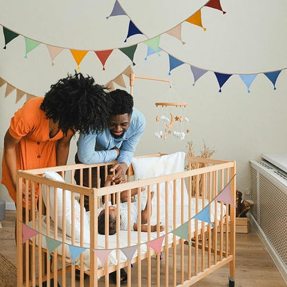 Fabric Bunting Banner, 2 Pack Handmade Neutral String Banner with Tassel Each 8.5 ft 10 Flags Nursery Wall Hanging Wedding Birthday Home Baby Shower Party Decoration Bunting (Blue 2 Packs)