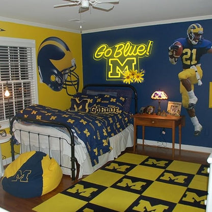 Michigan Neon Wolveriines Sign Go Blue Vibrant LED Wall Art for University of Michigan Fans for Game Day, Man Cave, Dorm & Bar Decor - Michigan Rugby Football Sports Team Spirit Gift for Alumni & Students