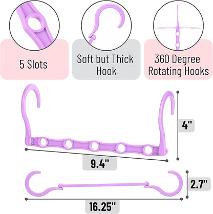 Mr. Pen- Space Saving Hangers for Clothes, 8 pcs, Playful Pop Colors, Plastic Multi Clothes Hangers Space Saving, 5 Slots, 360° Rotating Hooks
