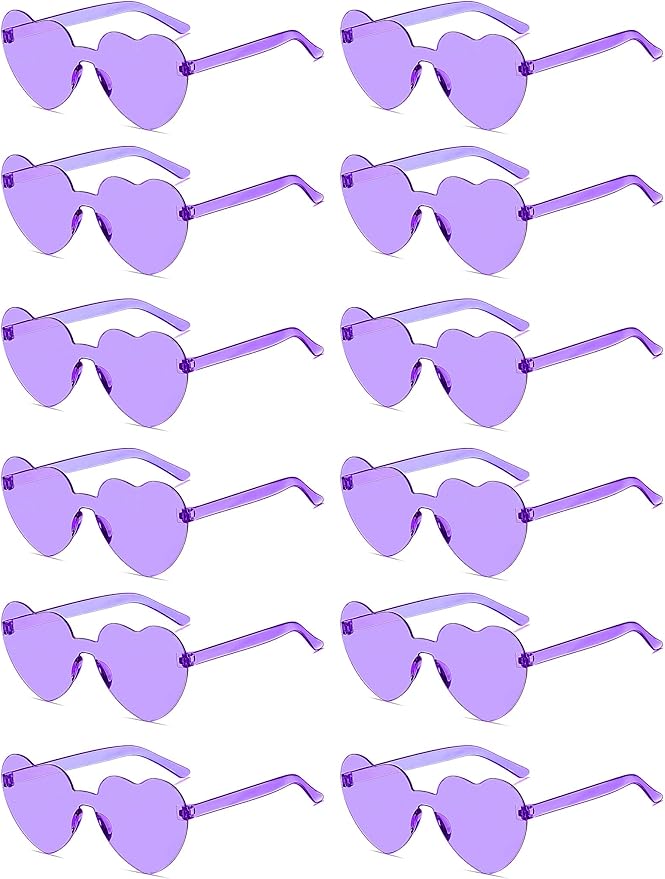 12/20/24 Pairs Heart Sunglasses for Women Men, Trendy Heart Shaped Rimless Transparent Sunglasses, Bachelorette Party