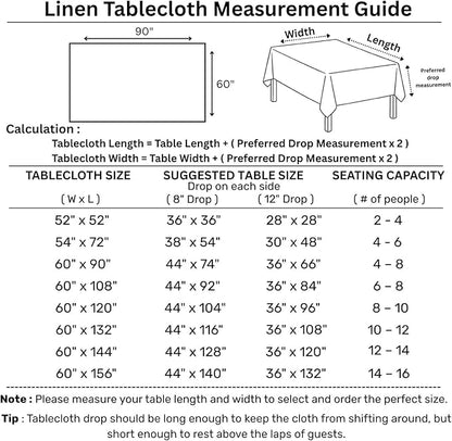 Solino Home Linen Tablecloth 60 x 90 Inch - 100% Pure Linen Chambray Green Table Cloth for Rectangle Tables - Athena, Machine Washable Tablecloth