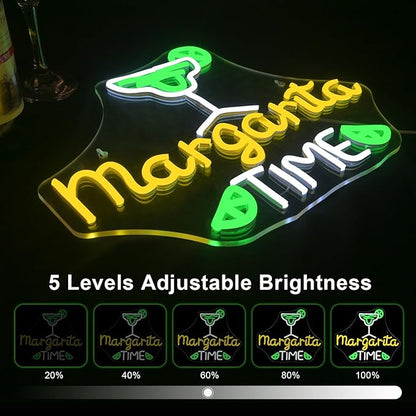 Lucunstar Margarita Time Neon Sign for Wall Decor Margarita Led Signs USB Dimmable Neon Lights for Beer Bar Kitchen Restaurant Home Pub Party Man Cave Club Shops Hotel Store Business Gift