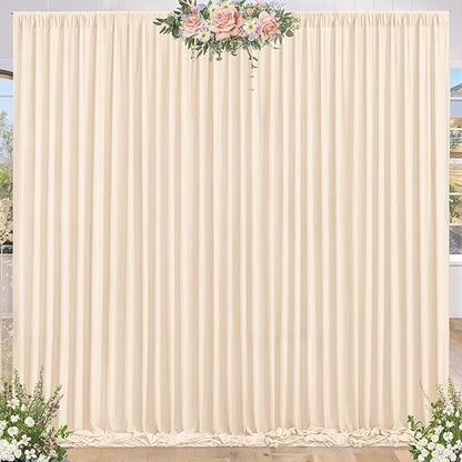 8 x 10ft Champagne Backdrop Curtains for Wedding Photo Background Curtains Wrinkle Resistant Backdrop for Party Photoshoot Polyester Curtains Drapes for Baby Shower Birthday with Rod Pocket, 2 Panels