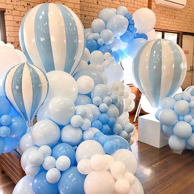 PartyWoo Light Blue Balloons 101pcs 12 Inch Baby Pastel Sky Aqua Blue Balloons for Birthday Gender Reveal Boy Baby Shower Graduation Bachelorette Anniversary Beach Dog Party Decorations Blue-Y4