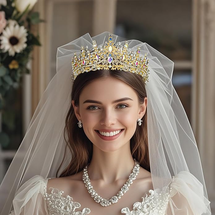 Tiaras and Crowns for Women Crystal Princess Tiaras Rhinestone Queen Crowns For Wedding Bridal Birthday Prom Pageant Party (Tiara 100)