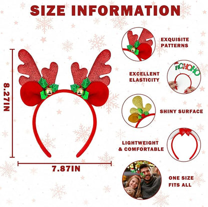 Christmas Party Favors Supplies 24 Pack - Glitter Glasses & Headband Set, Funny Holiday Party Decorations Photo Props, Xmas Costume Eyeglasses Frame & Headwear Accessories Goodie Bag Stocking Stuffers