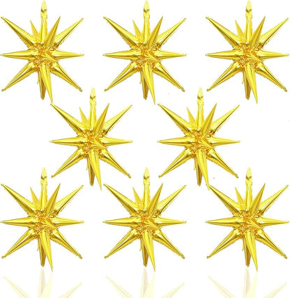 8PCS Gold Star Balloons, 22Inch Large Explosion Star Balloons Aluminum Foil Balloon for Birthday Party Wedding Anniversary New Year Graduation Party Decorations Supplies