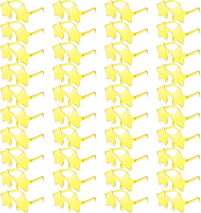 Cindeer 40 Pairs Rimless Star Shape Sunglasses Colorful Transparent Sunglasses Pentagram Glasses for Party
