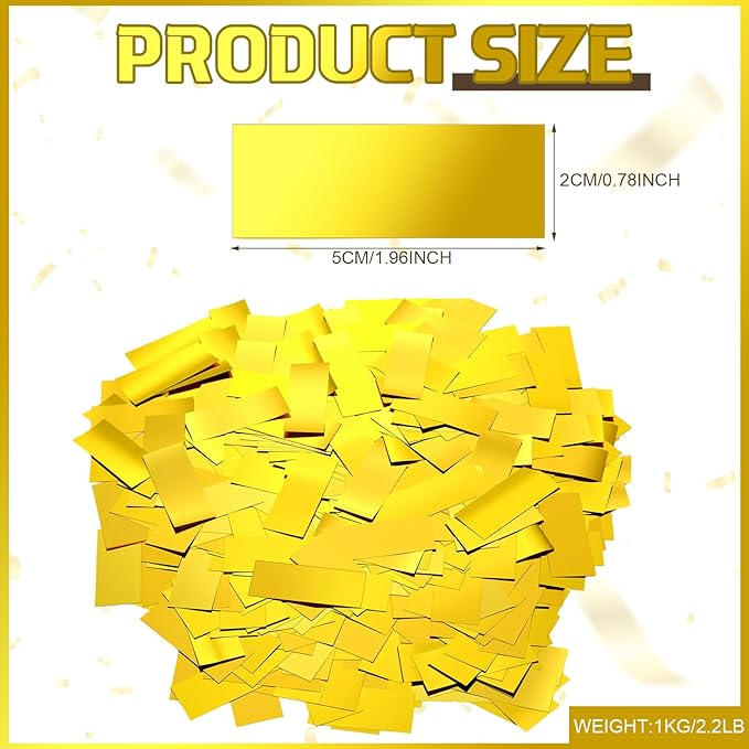 Sumind 200 Grams Gold Silver Large Metallic Confetti Rose Glitter Throwable Table Scatter Foil Confetti for Christmas Birthday Party Baby Shower Graduation Wedding Celebrations(Gold)