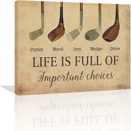Golf Wall Art Golf Pictures Wall Decor Golfing Canvas Poster Prints Rustic Decorations Painting Framed Artwork Office Home Decor For Bathroom Bedroom Dining Living Room 24"x20"