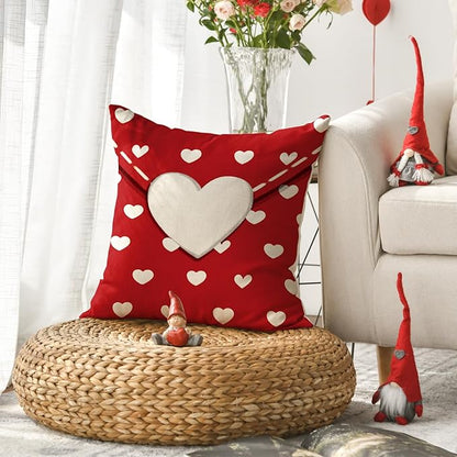 AVOIN colorlife Valentine's Day Envelope Throw Pillow Cover, 18 x 18 Inch Red Heart Red Anniversary Wedding Cushion Case Decoration for Sofa Couch