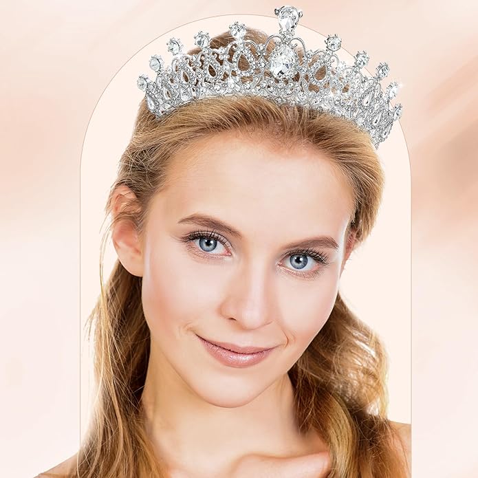 12 Pcs Crystal Tiara and Princess Crown with Comb Crown Rhinestone Women Girls Tiara Headpiece Queen Hair Accessories for Birthday Party Wedding Prom Halloween Cosplay Costume