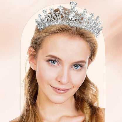 12 Pcs Crystal Tiara and Princess Crown with Comb Crown Rhinestone Women Girls Tiara Headpiece Queen Hair Accessories for Birthday Party Wedding Prom Halloween Cosplay Costume