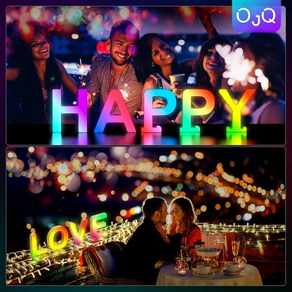 OJQ Light Up Letters LED Letter - Marquee Letters Party Decor House Decorations Music Sync Color Change Colorful - Christmas Birthday Gifts for Girl - Teen Girls Gifts Party Home Wall Decor