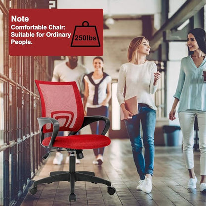 BestOffice Home Office Chair Ergonomic Desk Chair Mesh Computer Chair with Lumbar Support Armrest Executive Rolling Swivel Adjustable Mid Back Task Chair,Red