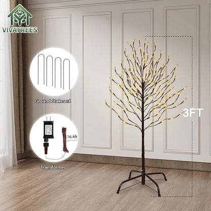 Star Light Trees, 3ft Lighted Branches with Warm White Fairy Lights, Indoor Outdoor Christmas & Wedding Decor (Brown Branch Star Trees)
