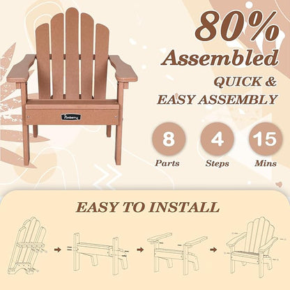 FUNBERRY Kids Outdoor Chair, CPC Certified HDPE Kids Adirondack Chairs Set of 2, All Weather Easy Installation Toddler Outdoor Chair with Ergonomic Design for Patio, Garden, Picnic, Backyard, Beach