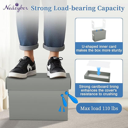 File Organizer Box with Lid & Handle, Thickened Cardboard Hanging File Folder Storage Boxes for Letter Size, Portable Filing Organizer for Office, Home, Classroom, Greige 2 Pack