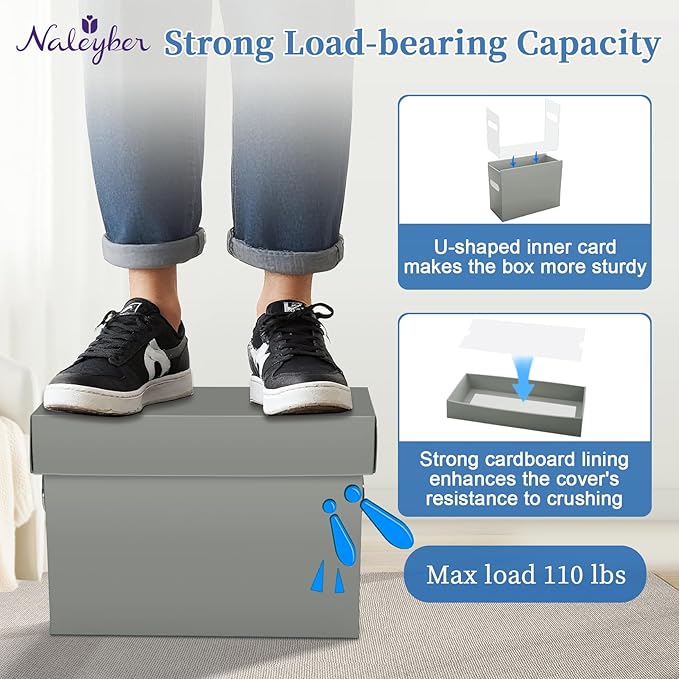 File Organizer Box with Lid & Handle, Heavy Duty Hanging File Folder Storage Boxes for Letter Size, Portable Filing Organizer for Office, Home, Classroom, Greige 4 Pack