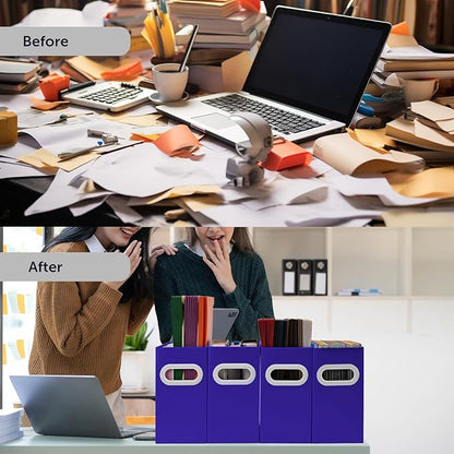 Hanging File Organizer, Cardboard File Folder Organizer for Letter Size, Desk Documents Storage Box, Portable File Folder Holder Boxes for Office, Home, School, Only Box.(2 Packs)