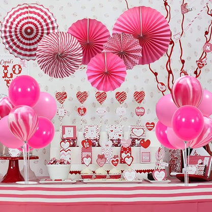 TONIFUL 4 Balloons Stand Kit Pink Marble Centerpieces Table Decoration for Girl Sweet 16th Birthday Decorations Bridal Shower,Baby Shower,15th Quinceanera Table Party Decorations