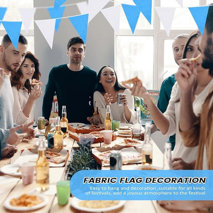 100 Feet Pennant Banners Flags 75 Solid String Triangle Flags for Grand Opening, Carnival Theme Birthday Party Decoration Outdoor Events Classroom Decoration(Blue White)