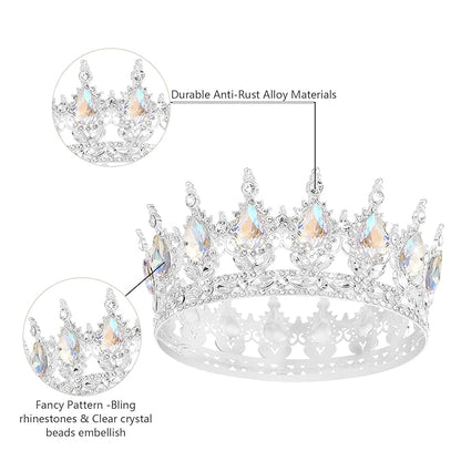 Queen Crown Rhinestone Wedding Crowns and Tiaras for Women Costume Party Hair Accessories Princess Birthday Crown Crystal Bridal Crown (Silver Crown-Moonlight)