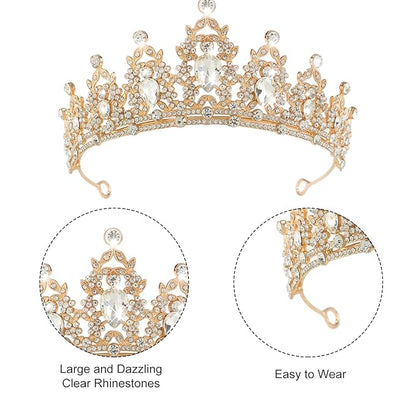 Crown, Wedding Tiara, White Crystal Crown, Wedding Tiara for Women, Rhinestone Headband, Women Girls Crowns Tiaras for Bridal Wedding Prom, Rhinestone Princess Tiaras for Bridal Headband Birthday Party Prom Cos-play Costume Christmas