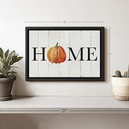 Elephant Stock Home Pumpkin Wall Art - Horizontal Floating Framed Canvas - 1-Piece Living Room Wall Decor - Rural Watercolor Canvas Print - Beige and Black Decor for Wall - by Carol Robinson - 13" X 9"