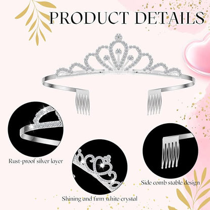 24 Pcs Crystal Tiara Headbands for Women Princess Headband Crown with Combs Tiaras and Crowns for Pageant Bridal Wedding Prom Party Gifts
