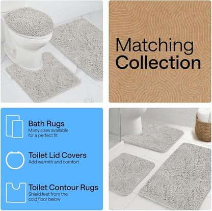 GORILLA GRIP Bathroom Rug Sets, Soft Chenille 2 Piece Area Rugs Set, Toilet Base Mat and 30x20 Carpet, Absorbent Microfiber Washable Mats Dry Quickly, Home Décor and Bath Room Accessories, Lt Gray