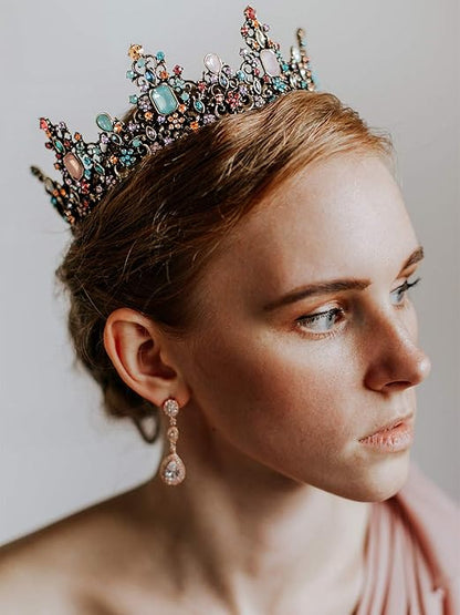 SWEETV Queen Crown for Women - Baroque Wedding Tiaras and Crowns,Jeweled Tiara Crown,Prom Birthday Halloween Hair Accessories
