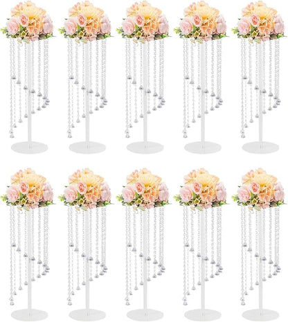 10 Pcs Crystal Flower Stand 23.6in Height Wedding Centerpieces for Table Clear Tall Floral Vases with Thickened Acrylic for Wedding, Birthday, Party, and Dessert Table Decoration
