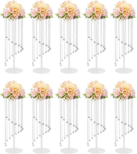10 Pcs Crystal Flower Stand 23.6in Height Wedding Centerpieces for Table Clear Tall Floral Vases with Thickened Acrylic for Wedding, Birthday, Party, and Dessert Table Decoration