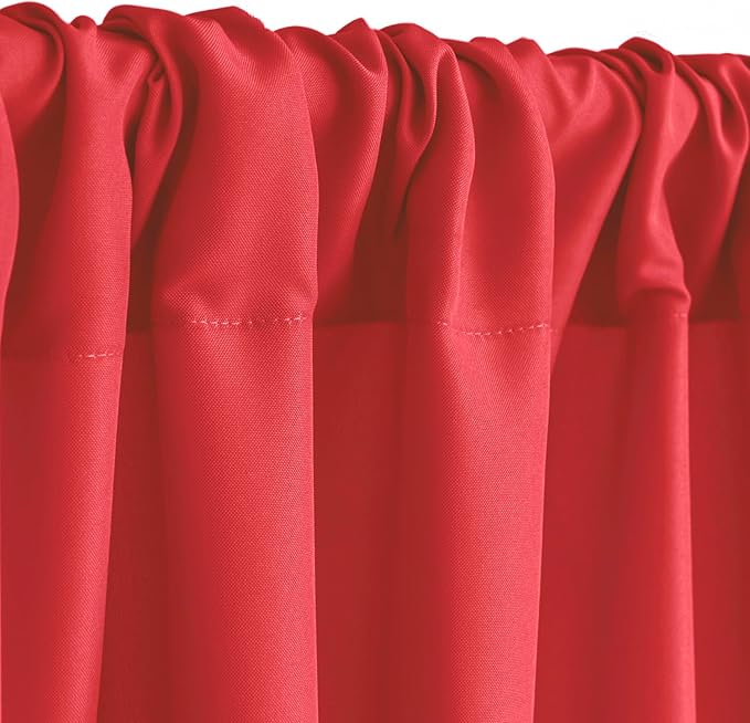 Hiasan Red Backdrop Curtains for Parties, Polyester Photography Backdrop Drapes for Family Gatherings, Wedding Decorations, 5ftx8ft, Set of 2 Panels
