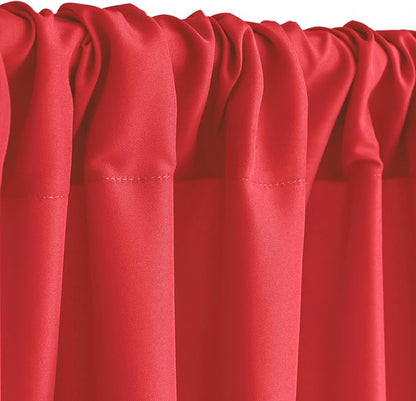 Hiasan Red Backdrop Curtains for Parties, Polyester Photography Backdrop Drapes for Family Gatherings, Wedding Decorations, 5ftx7ft, Set of 2 Panels
